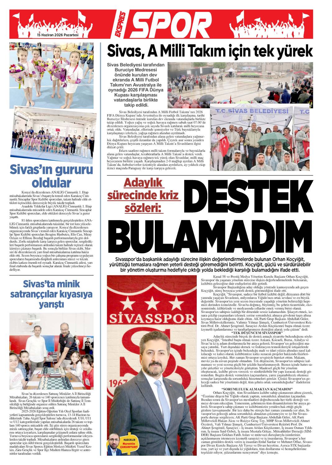 15 Haziran tarihli gazetemiz 1