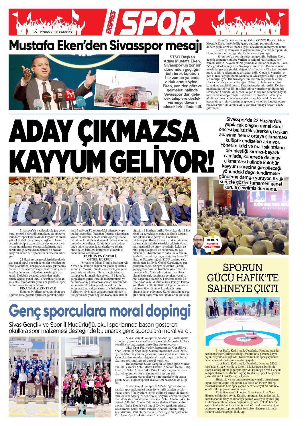 22 Haziran tarihli gazetemiz 1