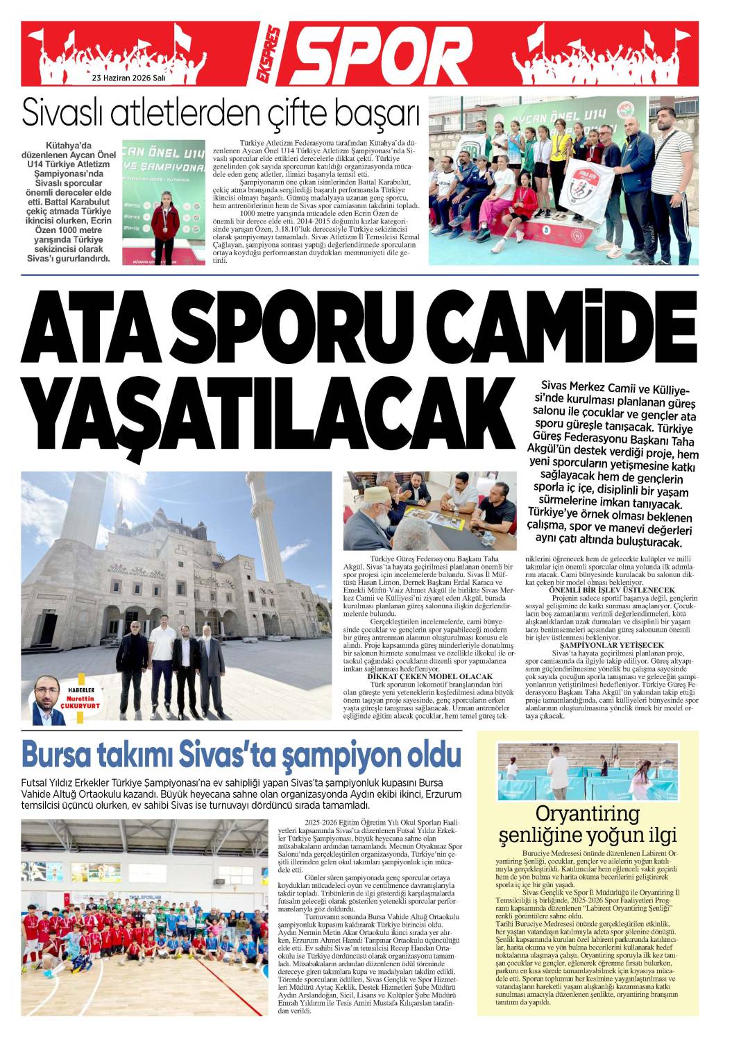 23 Haziran tarihli gazetemiz 2