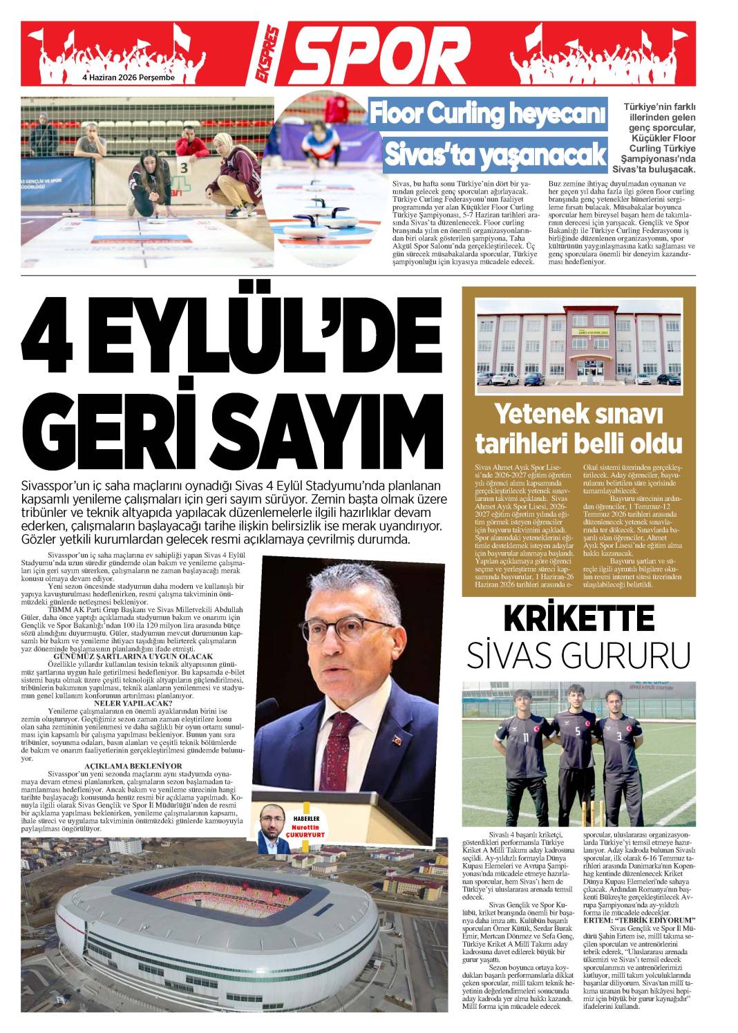 4 Haziran tarihli gazetemiz 1