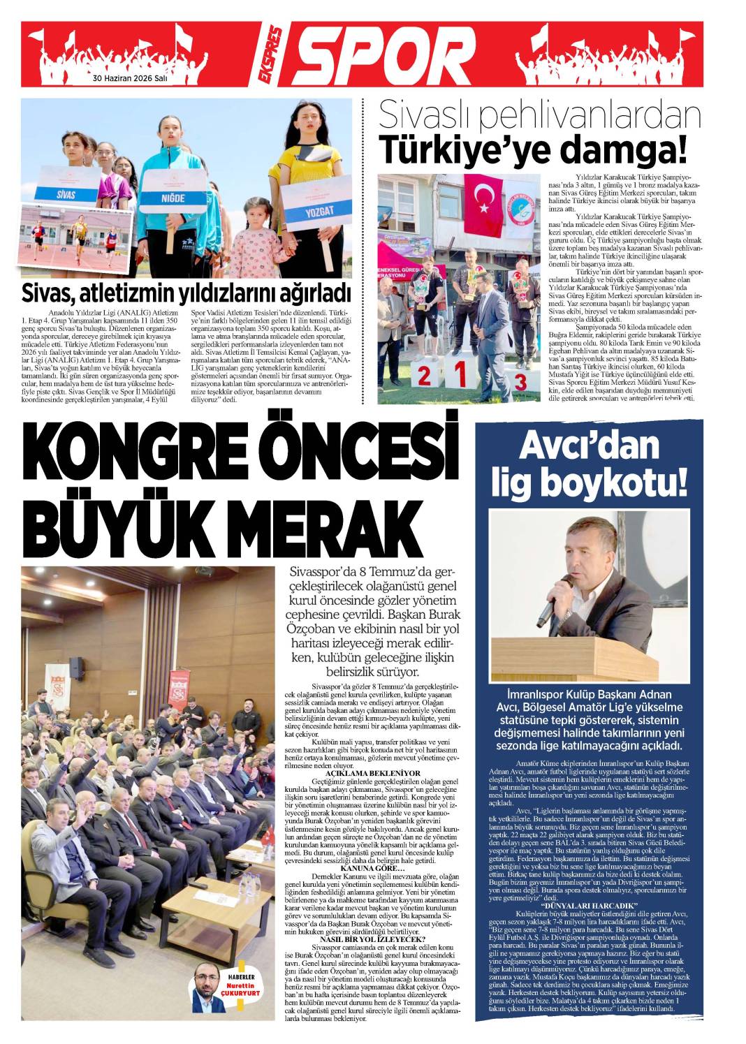 30 Haziran tarihli gazetemiz 2