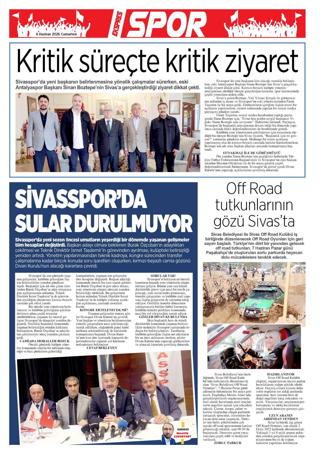 6 Haziran tarihli gazetemiz 1