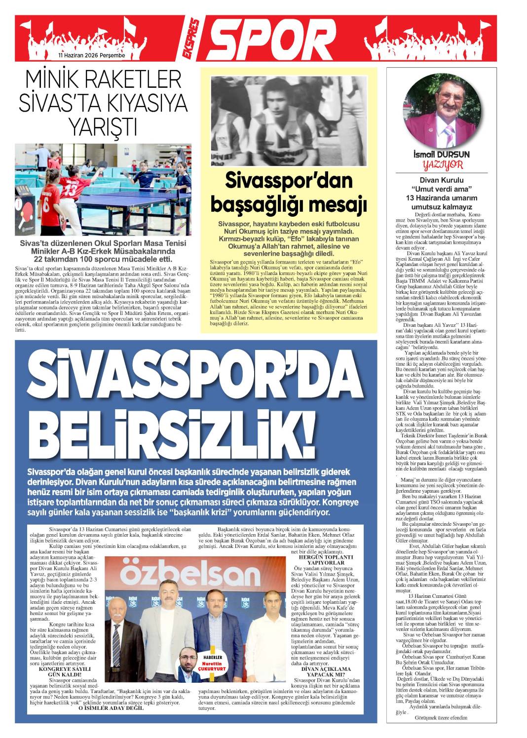 11 Haziran tarihli gazetemiz 1