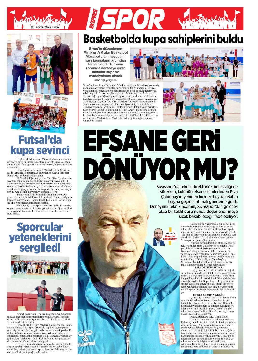 12 Haziran tarihli gazetemiz 2