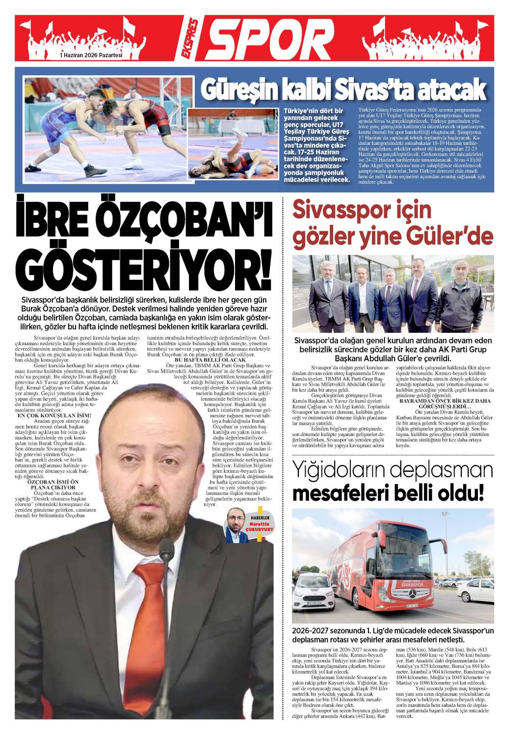 1 Haziran tarihli gazetemiz 1
