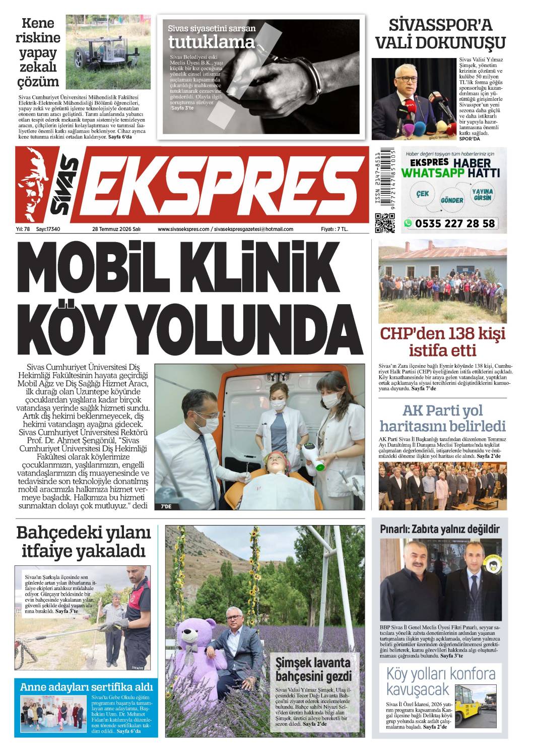 28 Temmuz tarihli gazetemiz 1