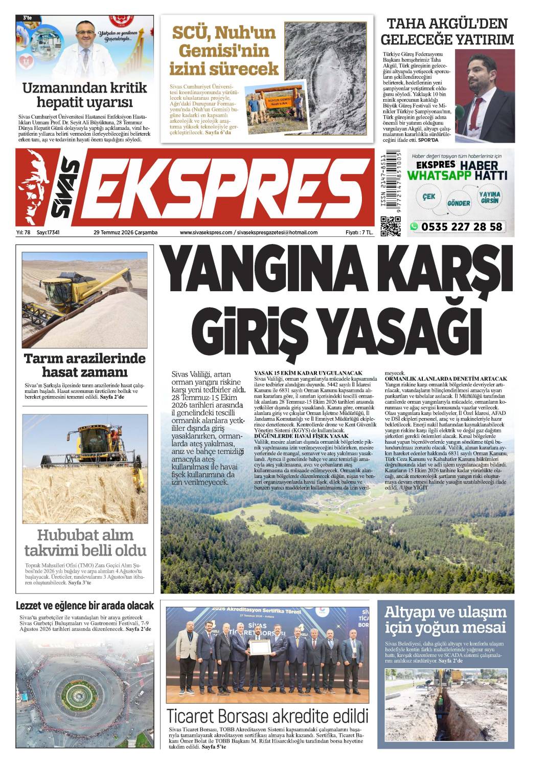 29 Temmuz tarihli gazetemiz 1
