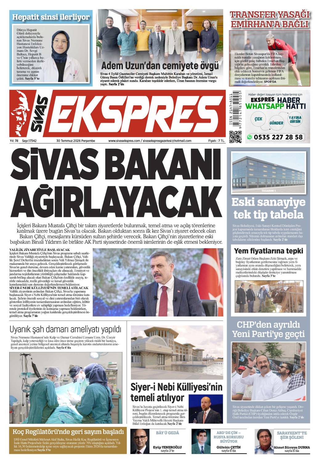 30 Temmuz  tarihli gazetemiz 1