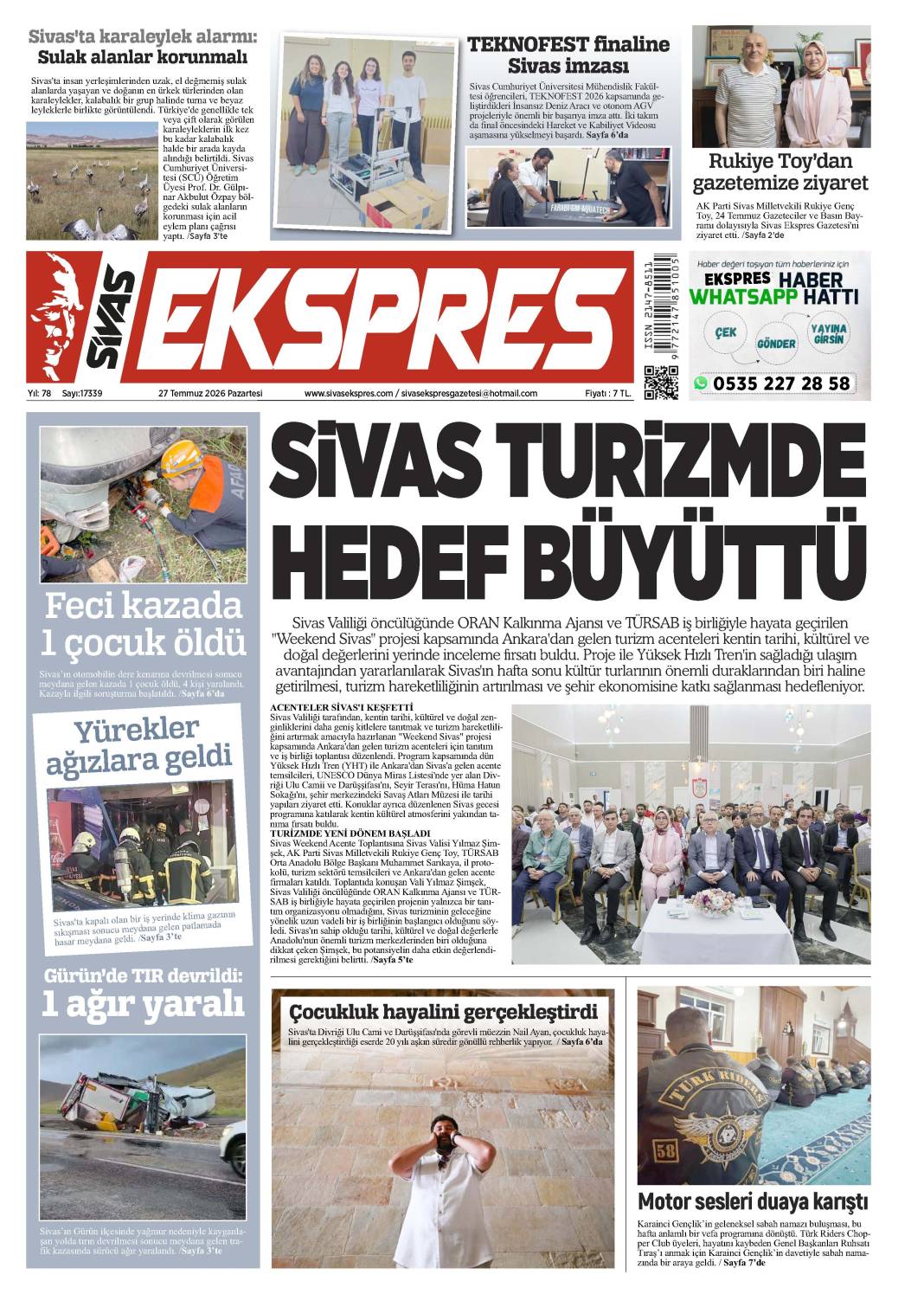 27 Temmuz tarihli gazetemiz 1