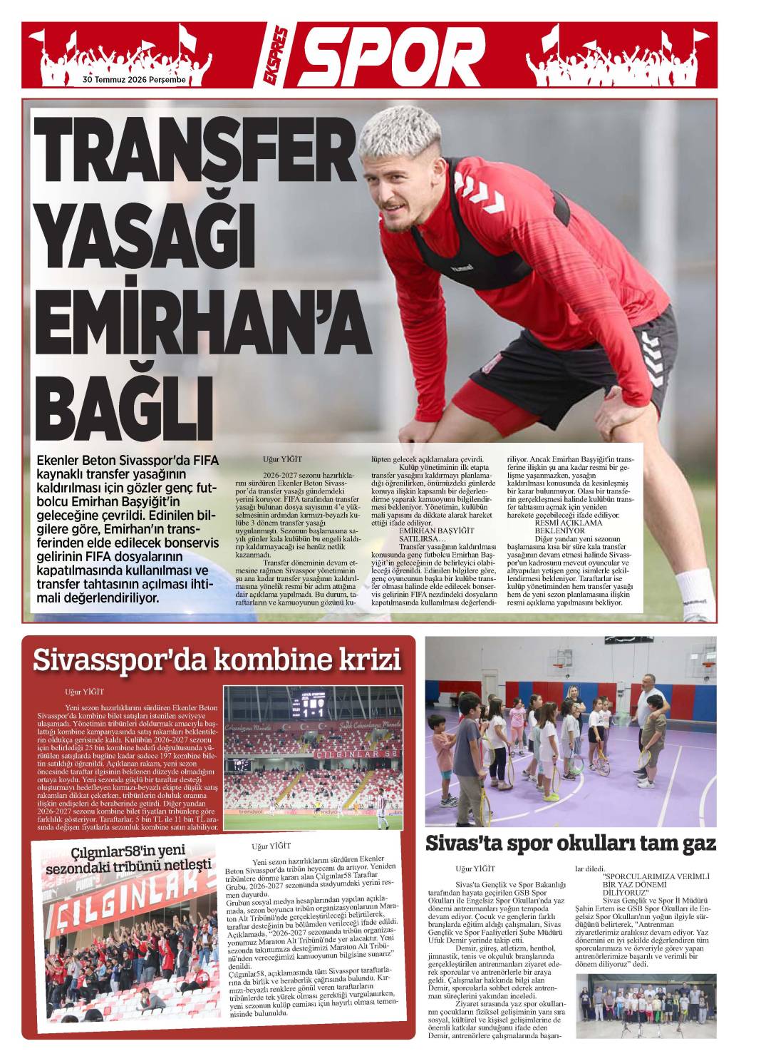 30 Temmuz  tarihli gazetemiz 2