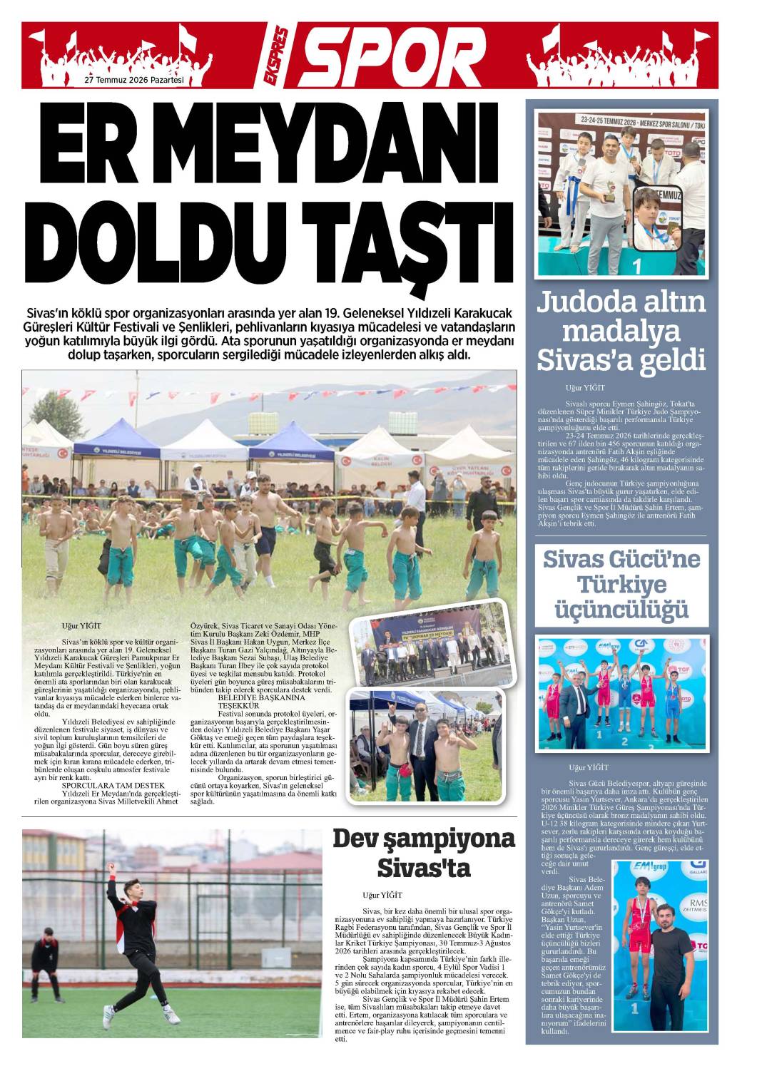 27 Temmuz tarihli gazetemiz 2