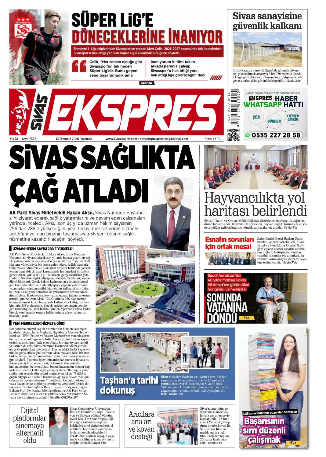13 Temmuz tarihli gazetemiz 1