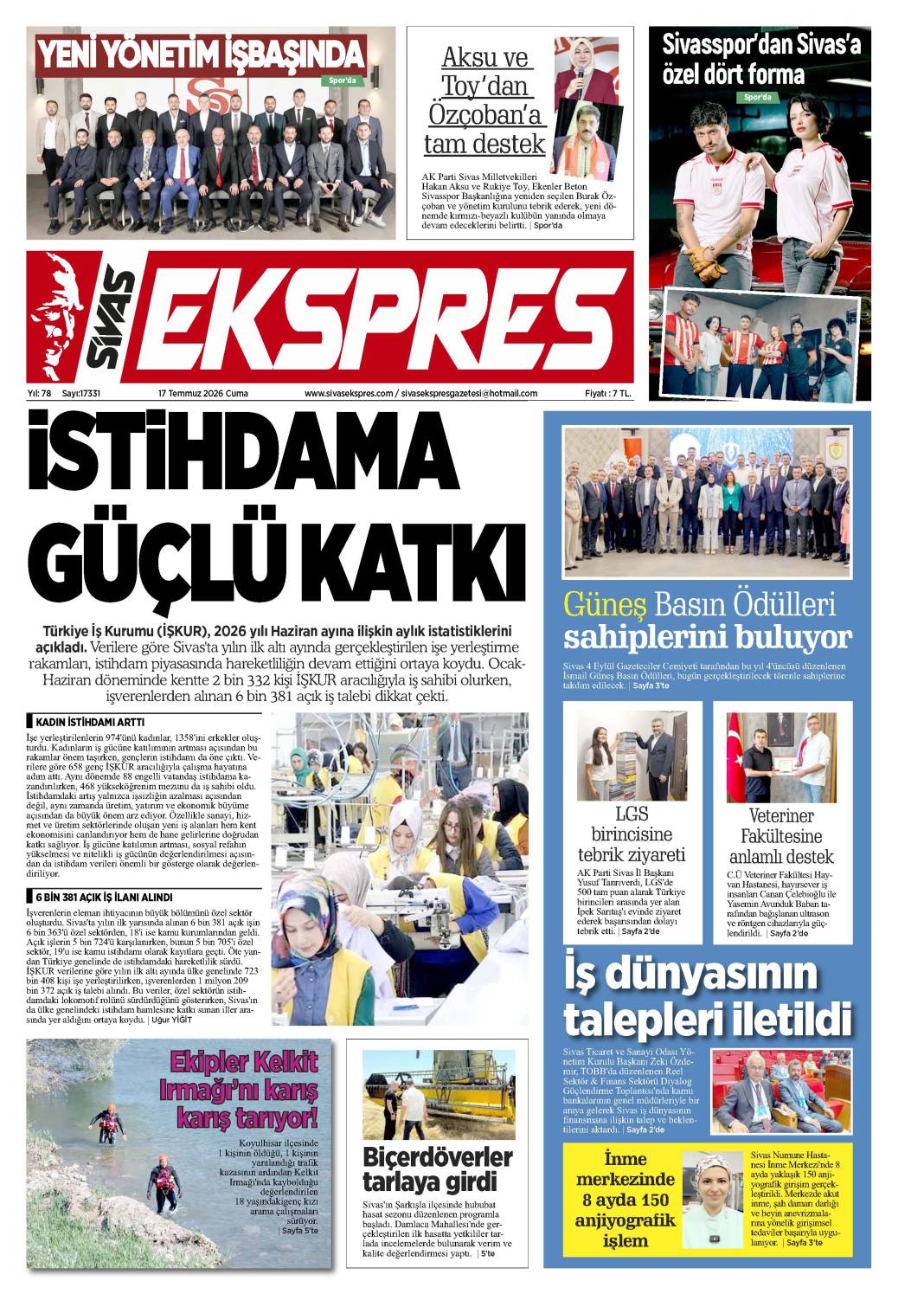 17 Temmuz tarihli gazetemiz 2