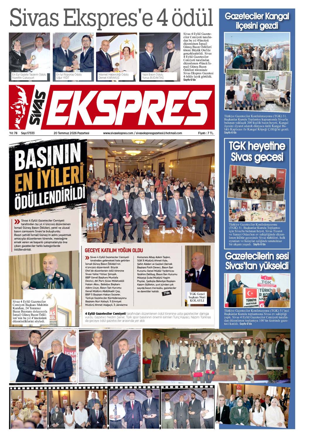 20 Temmuz tarihli gazetemiz 2