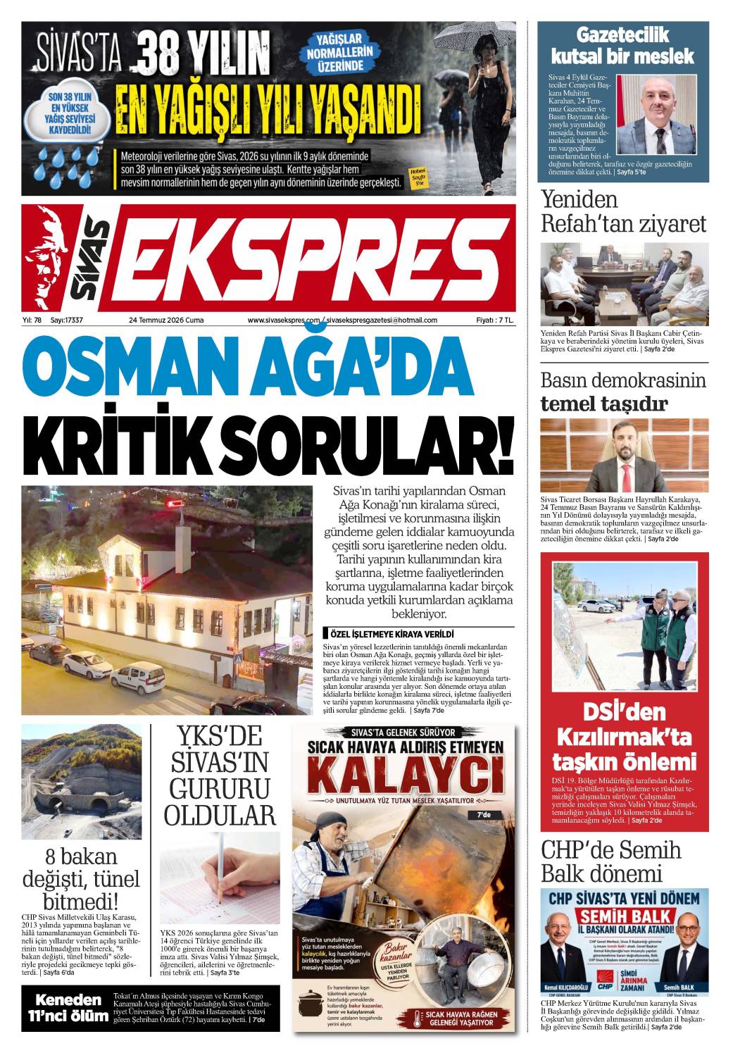 24 Temmuz tarihli gazetemiz 1