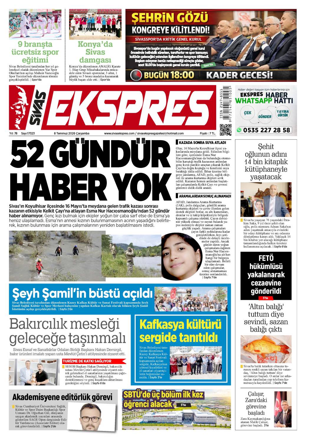 8 Temmuz tarihli gazetemiz 1