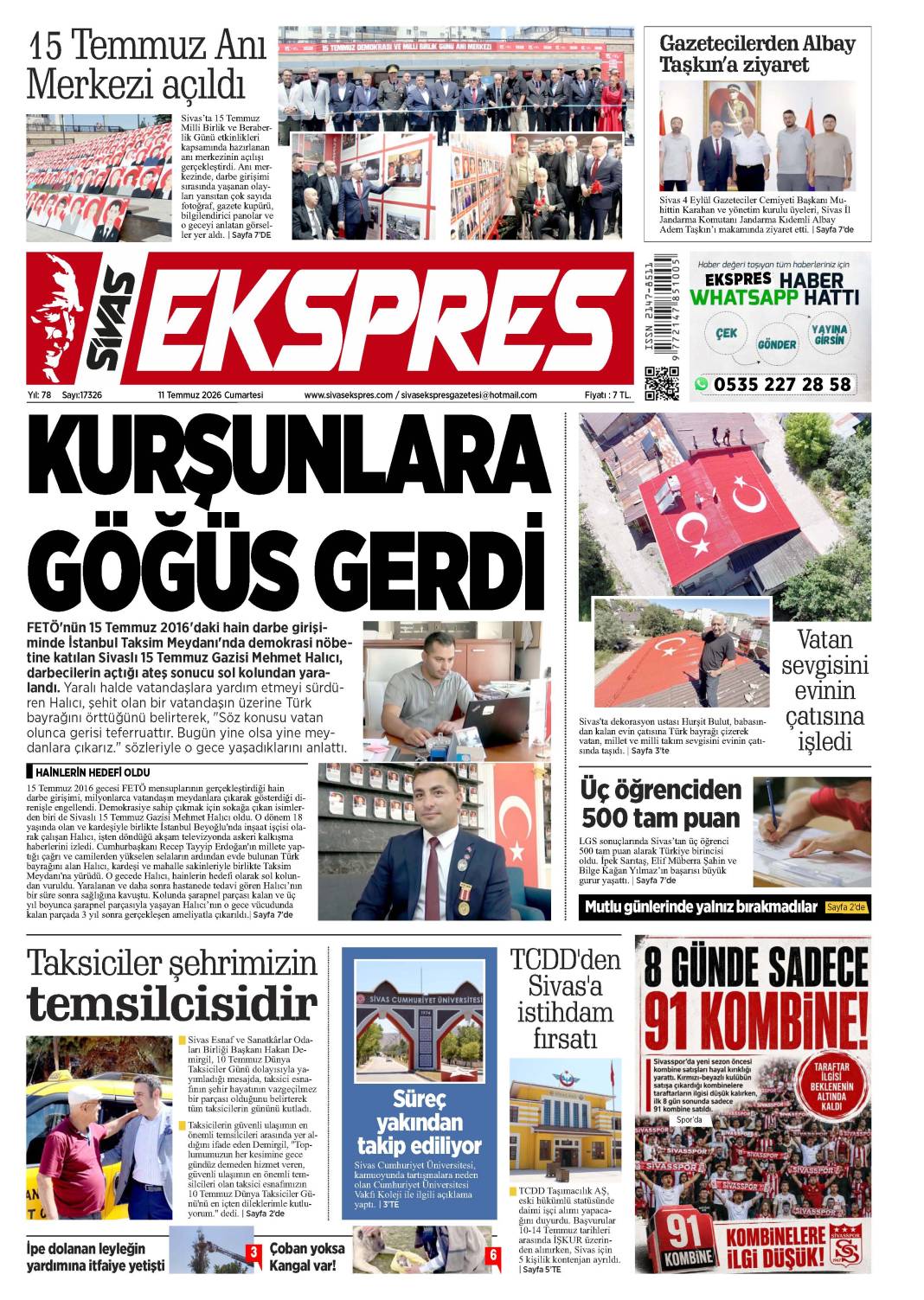 11 Temmuz tarihli gazetemiz 1
