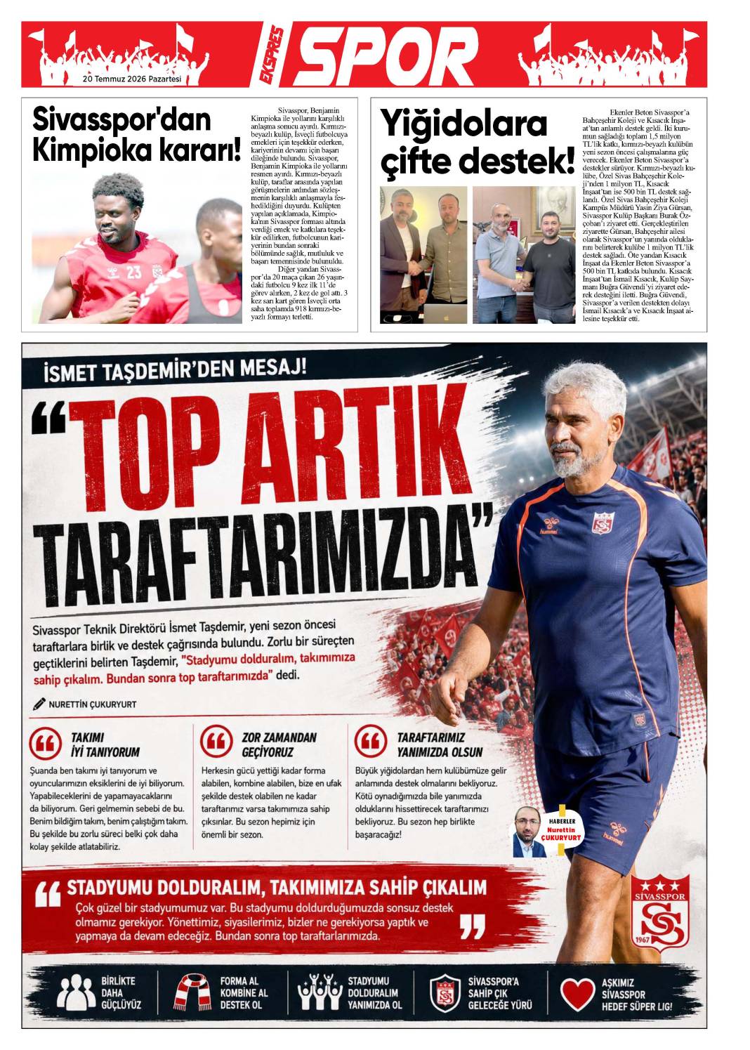 20 Temmuz tarihli gazetemiz 1
