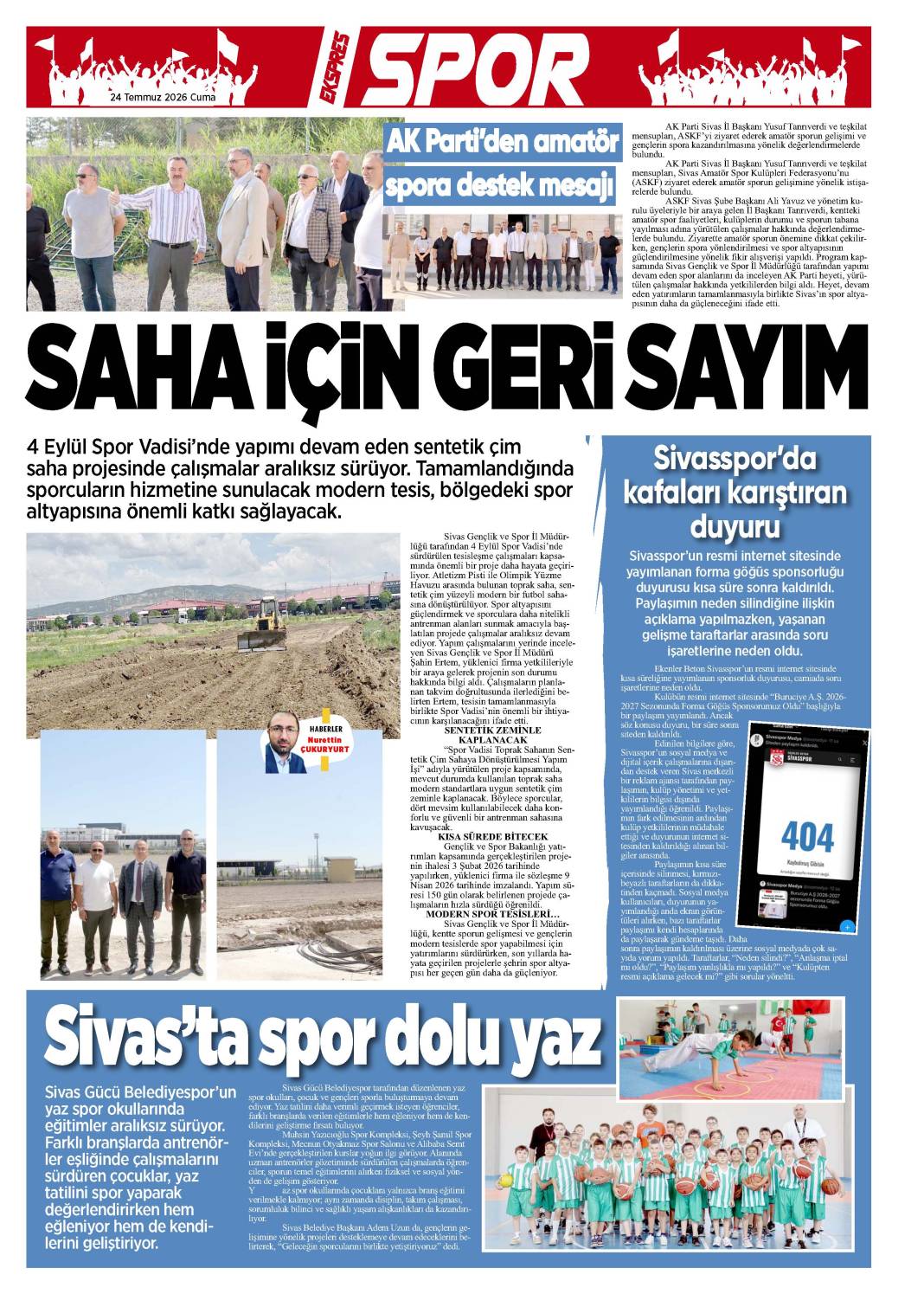 24 Temmuz tarihli gazetemiz 2