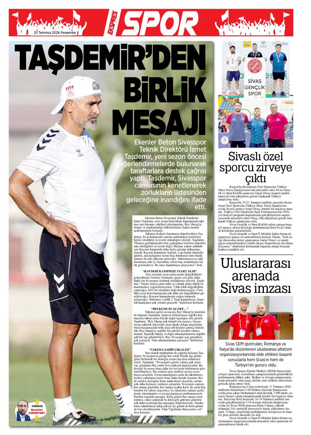 23 Temmuz tarihli gazetemiz 2