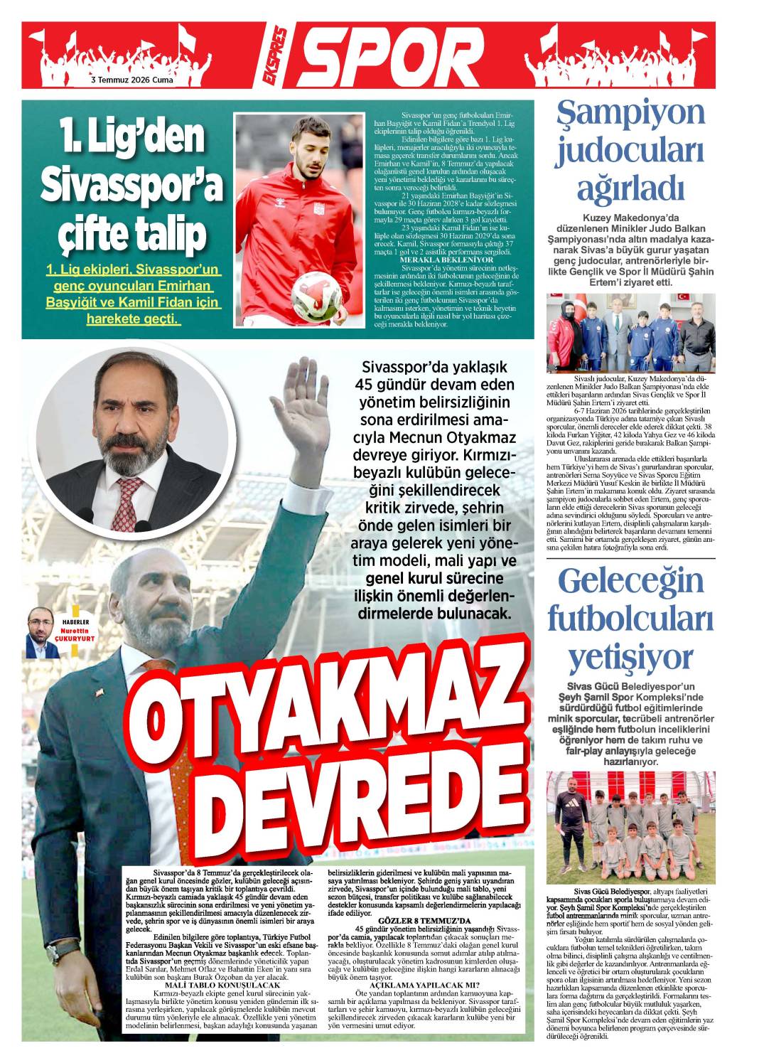 3 Temmuz tarihli gazetemiz 1