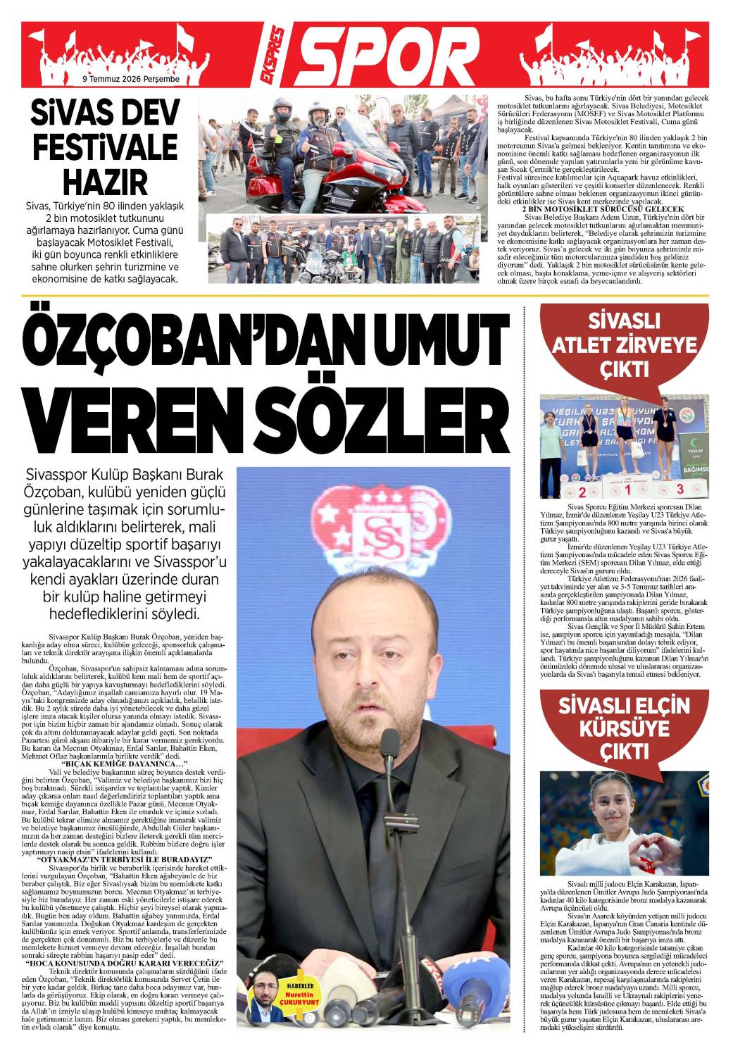9 Temmuz tarihli gazetemiz 2