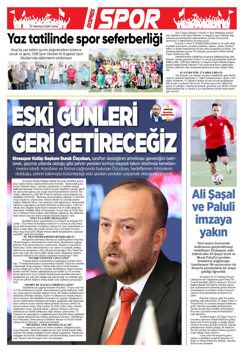 10 Temmuz tarihli gazetemiz 1