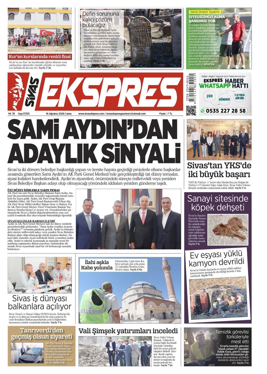 14 Ağustos tarihli gazetemiz 2