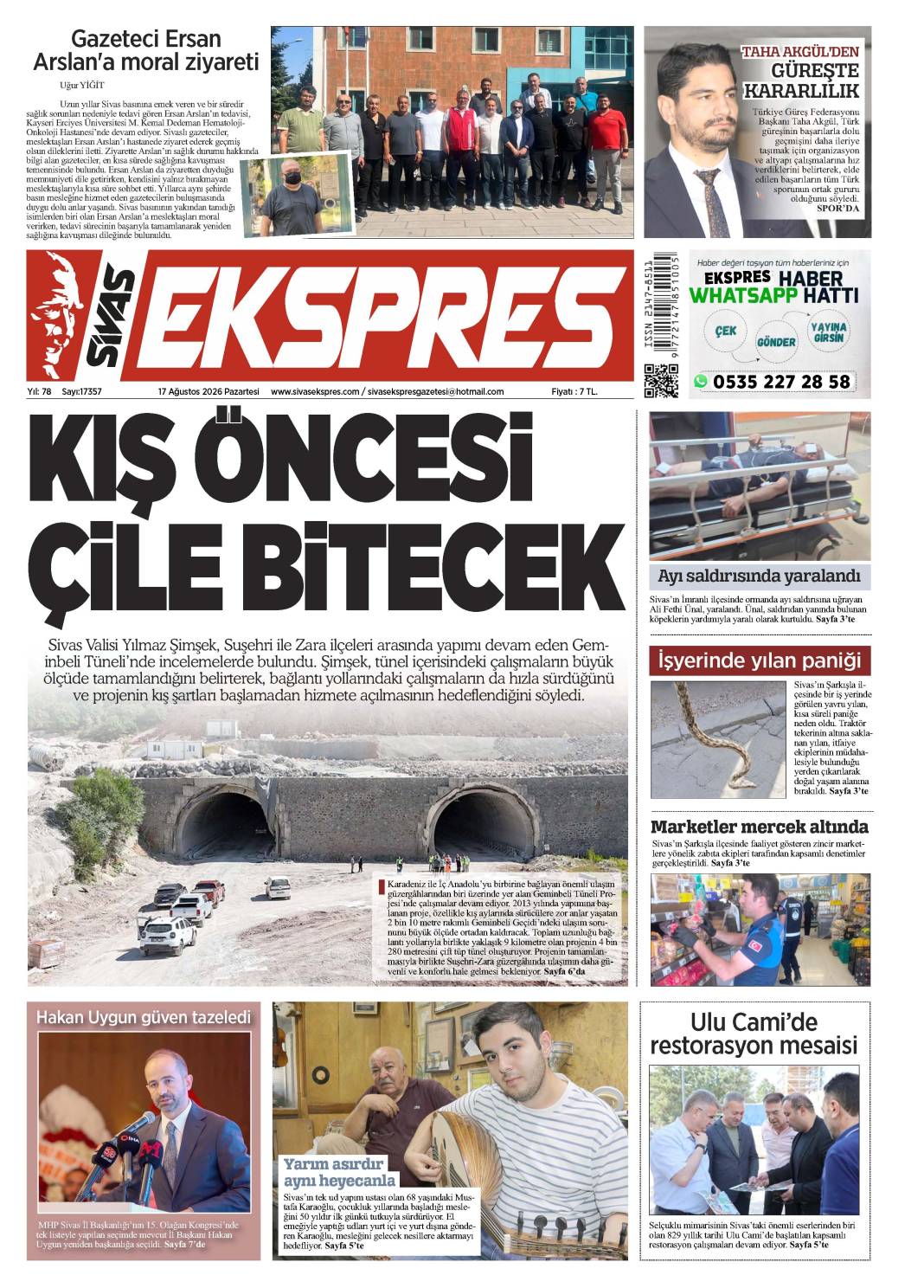 17 Ağustos tarihli gazetemiz 1