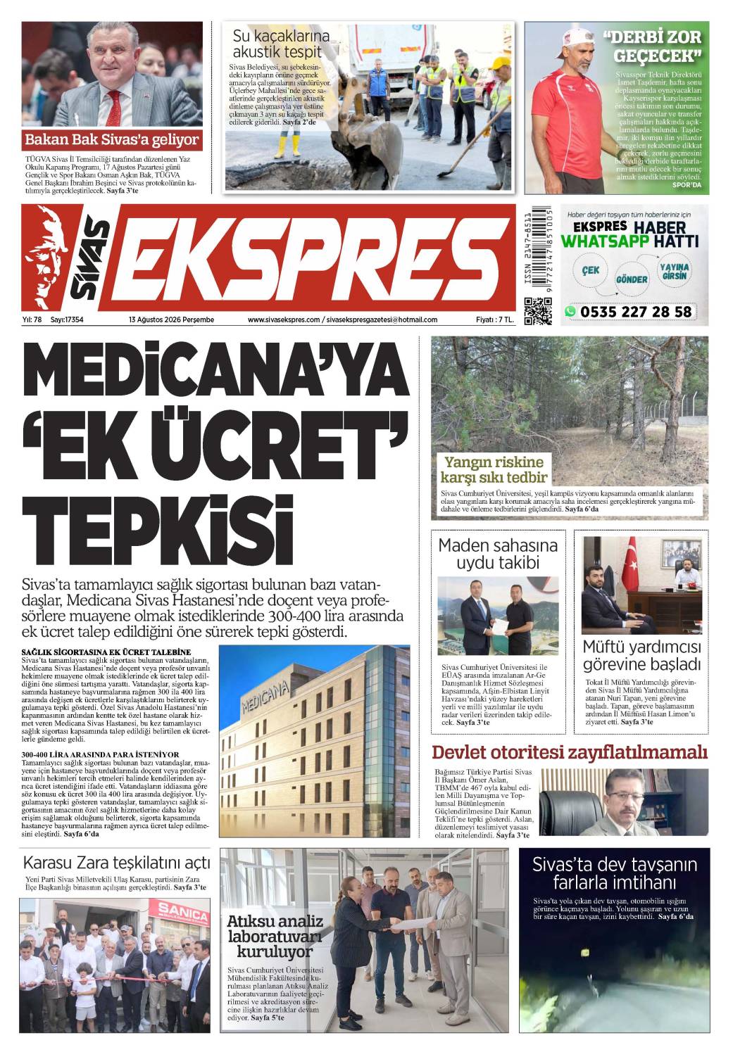 13 Ağustos tarihli gazetemiz 1