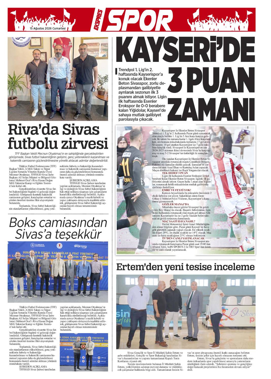 15 Ağustos tarihli gazetemiz 1