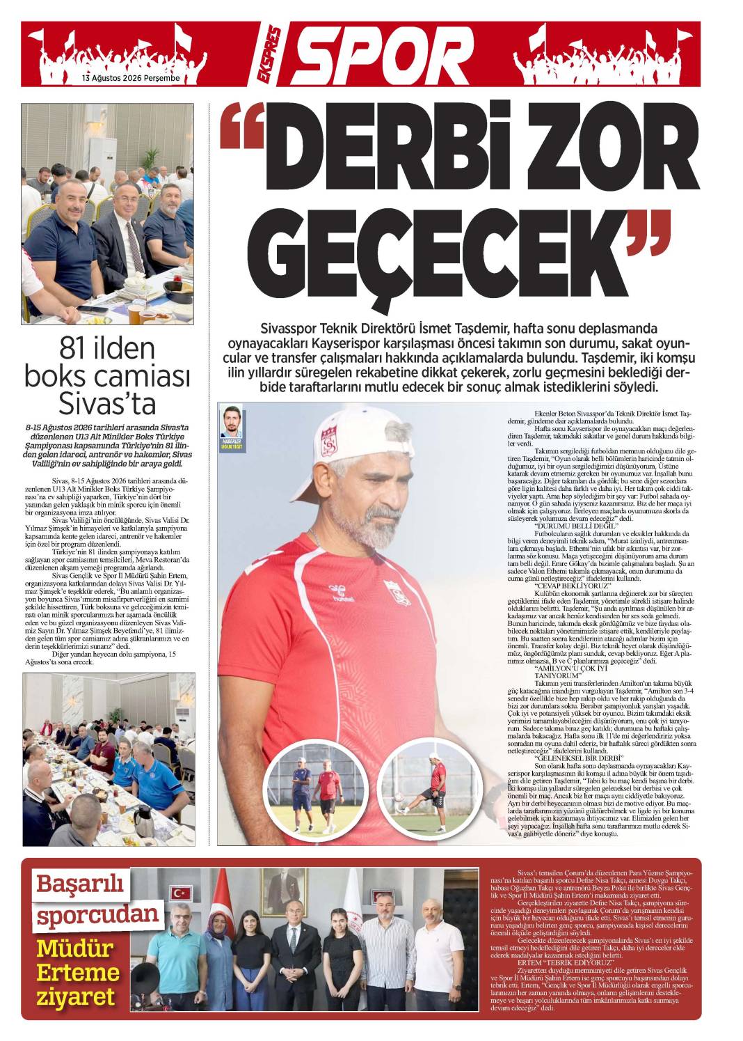 13 Ağustos tarihli gazetemiz 2