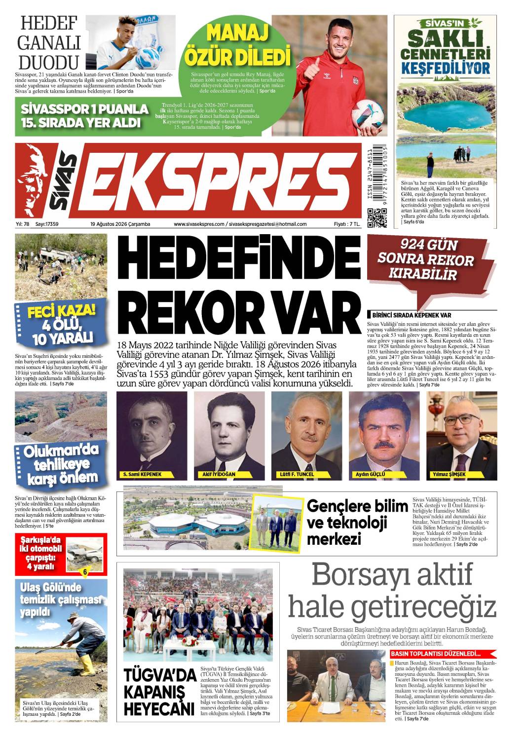 19 Ağustos tarihli gazetemiz 1