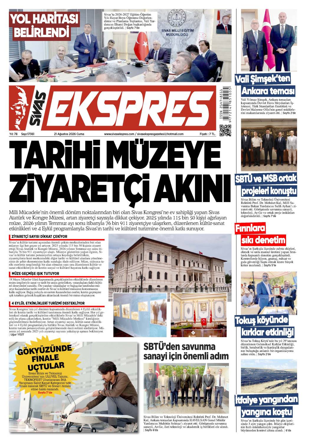 21 Ağustos tarihli gazetemiz 2