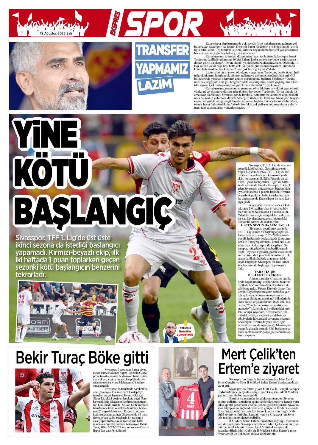 18 Ağustos tarihli gazetemiz 1