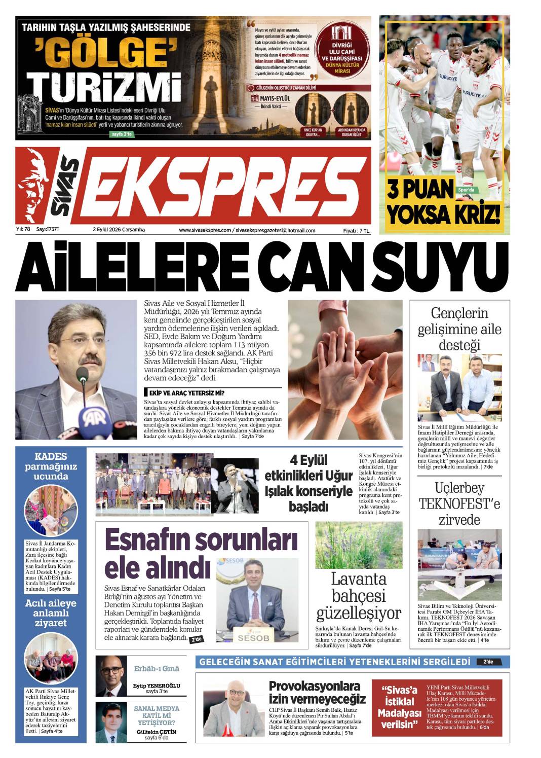 2 Eylül tarihli gazetemiz 1