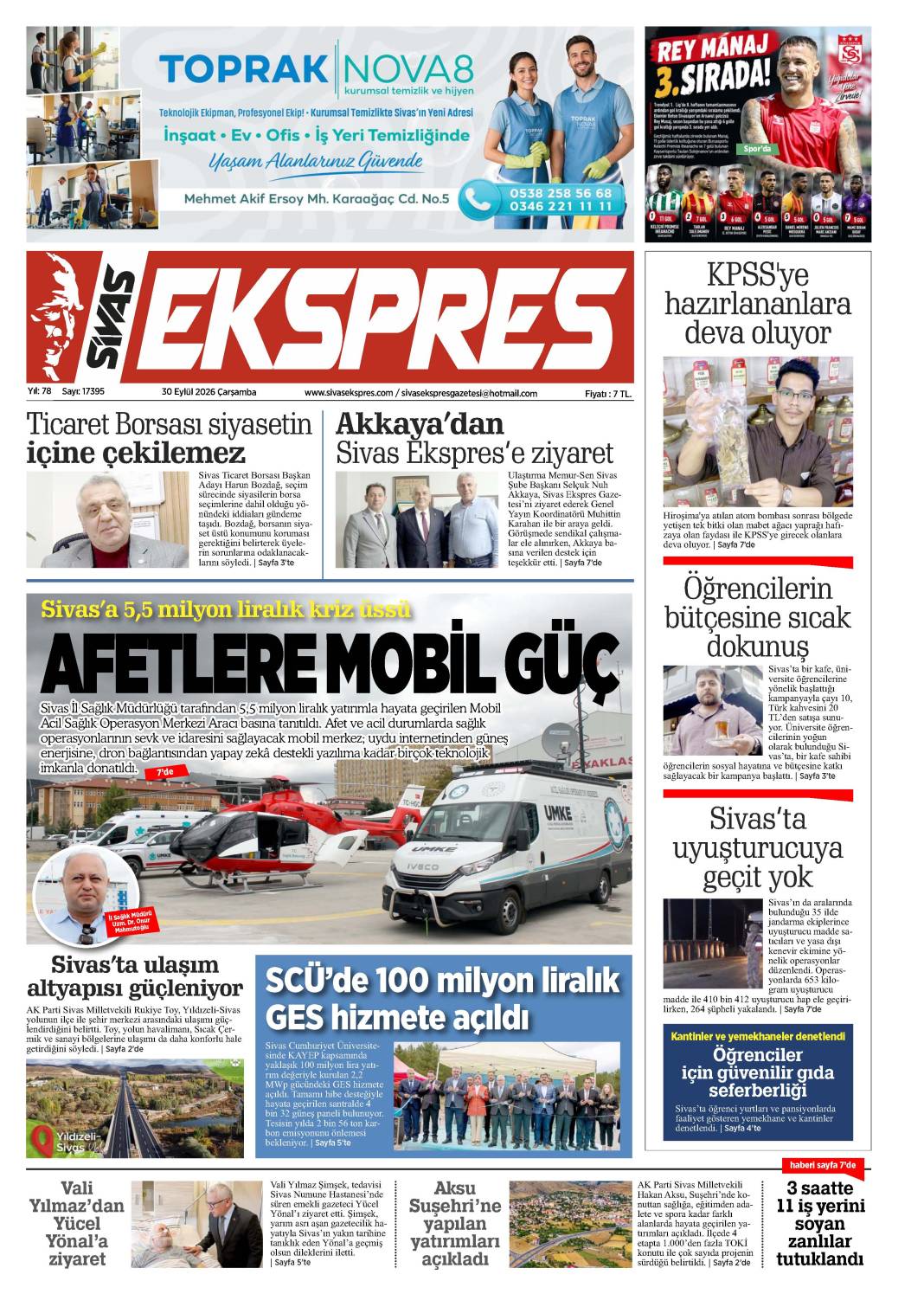 30 Eylül tarihli gazetemiz 1