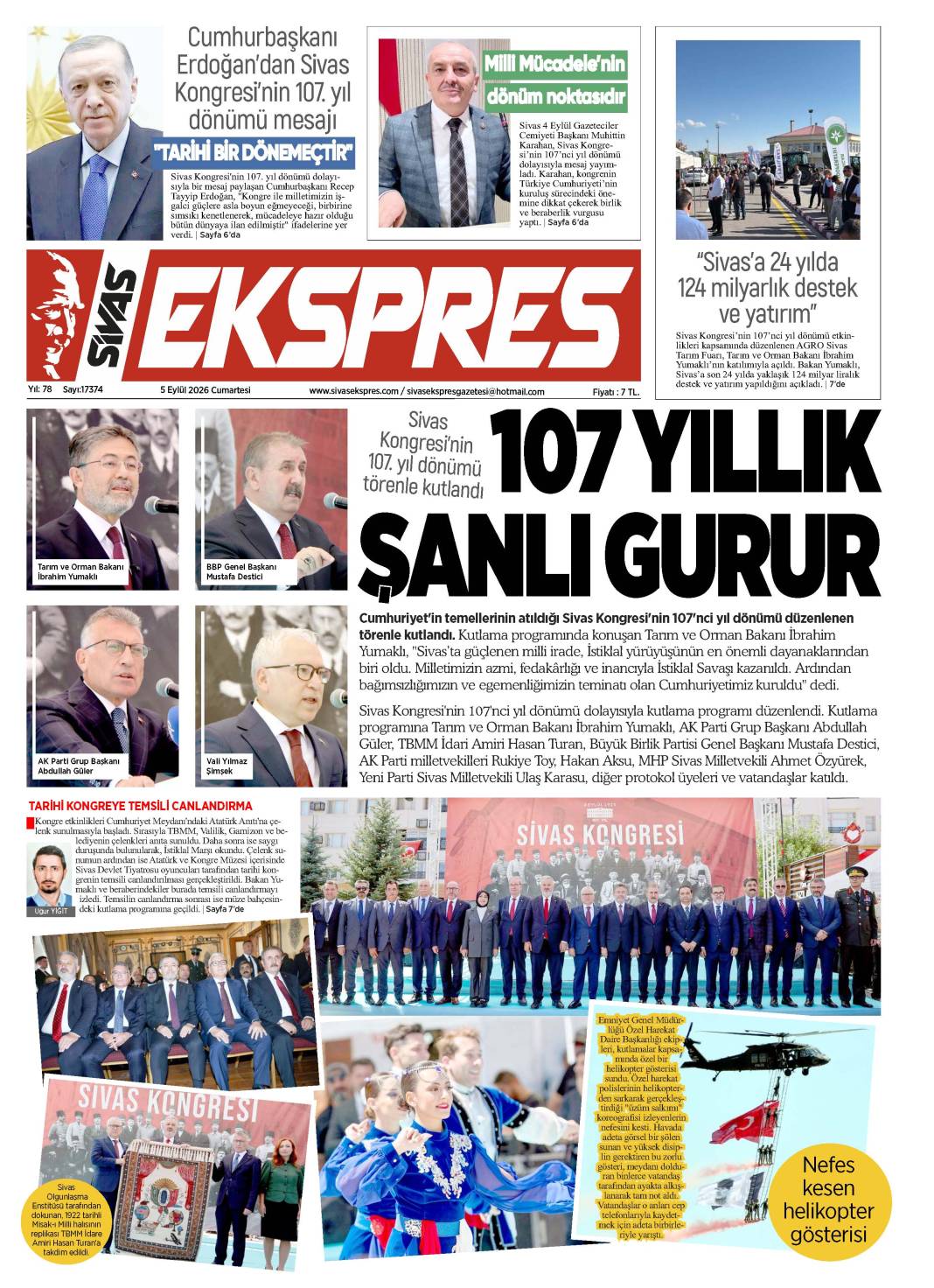 5 Eylül tarihli gazetemiz 1