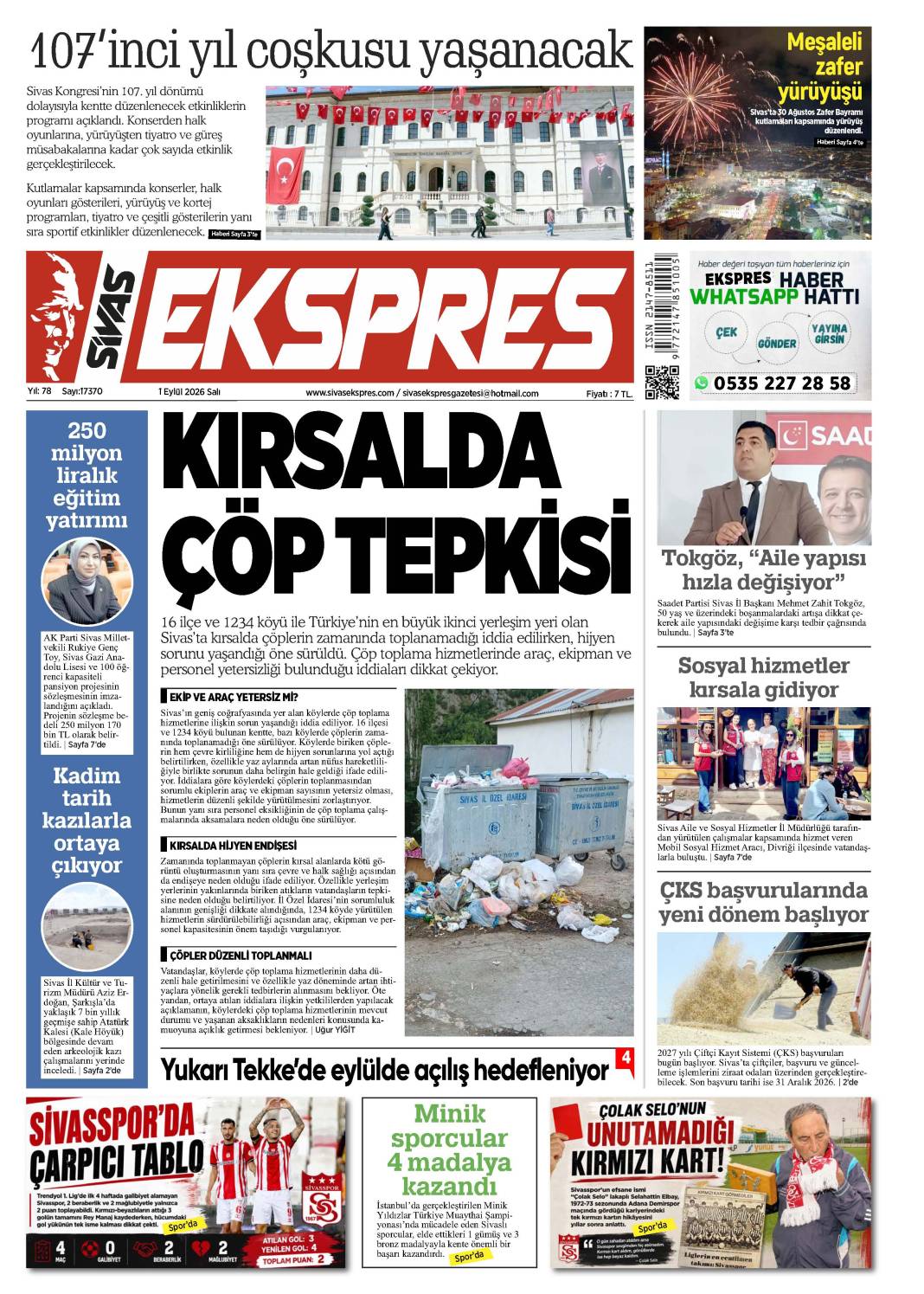 1 Eylül tarihli gazetemiz 2
