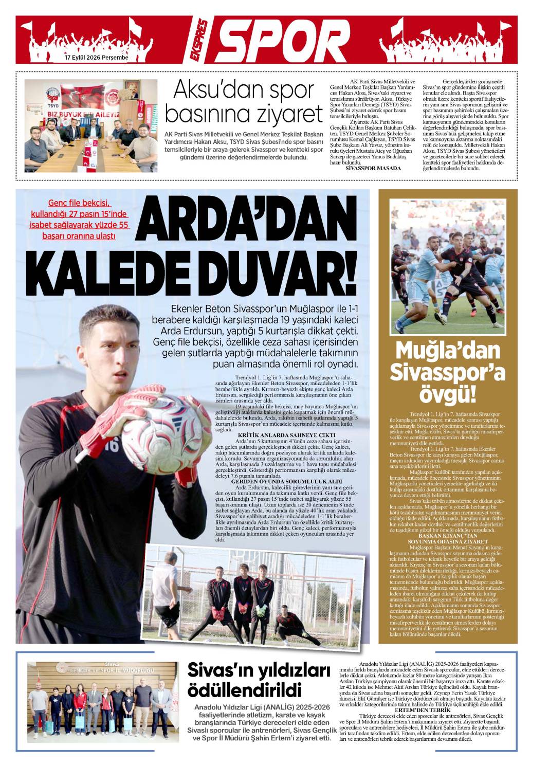 17 Eylül tarihli gazetemiz 1