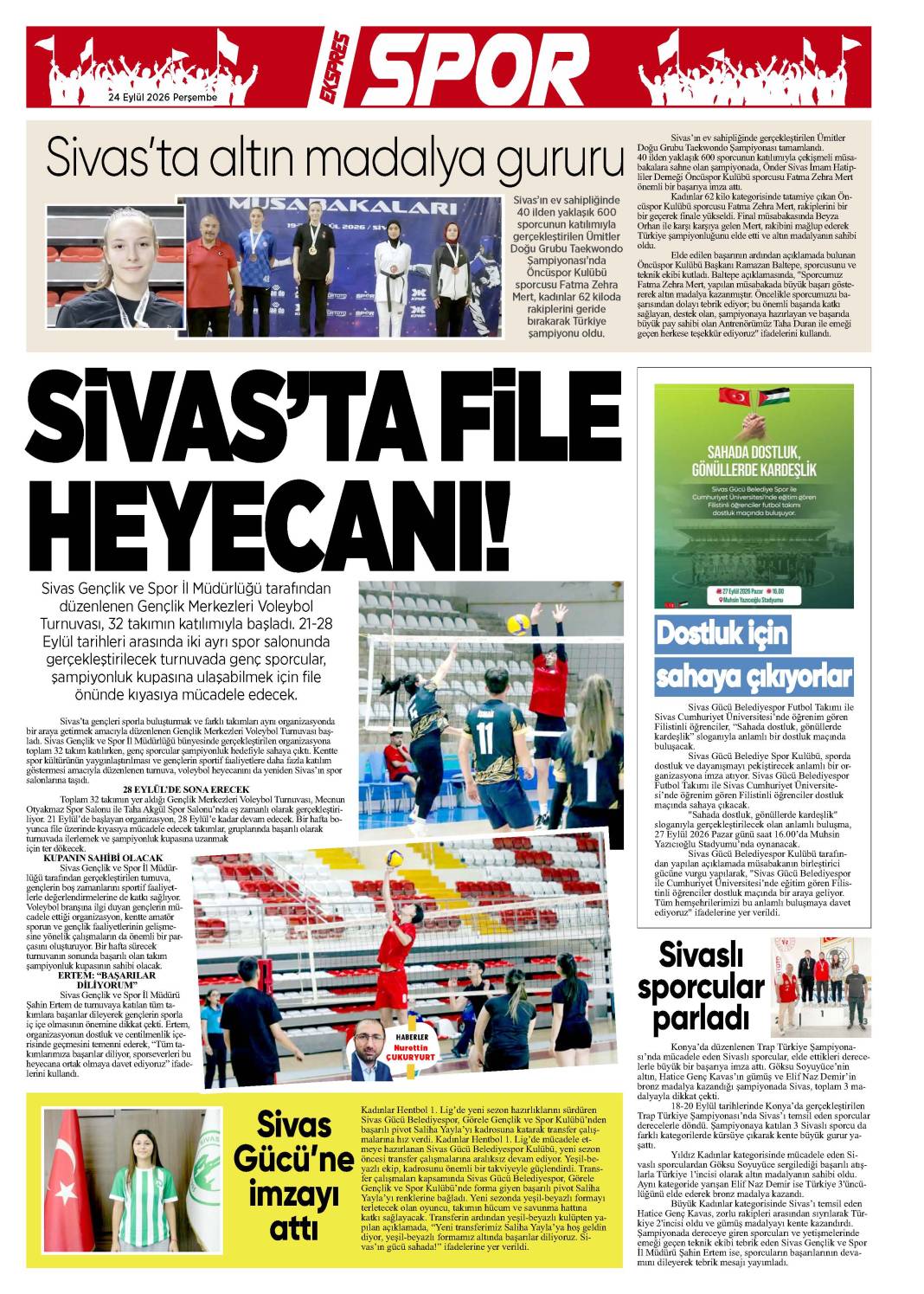 24 Eylül tarihli gazetemiz 1