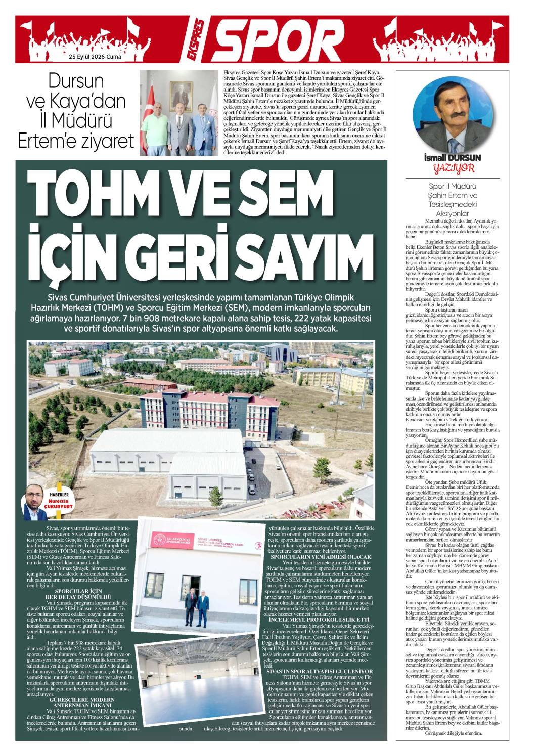 25 Eylül tarihli gazetemiz 1