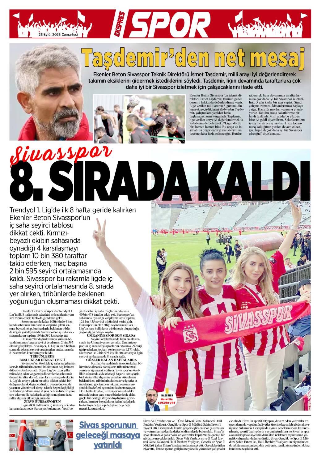 26 Eylül tarihli gazetemiz 1