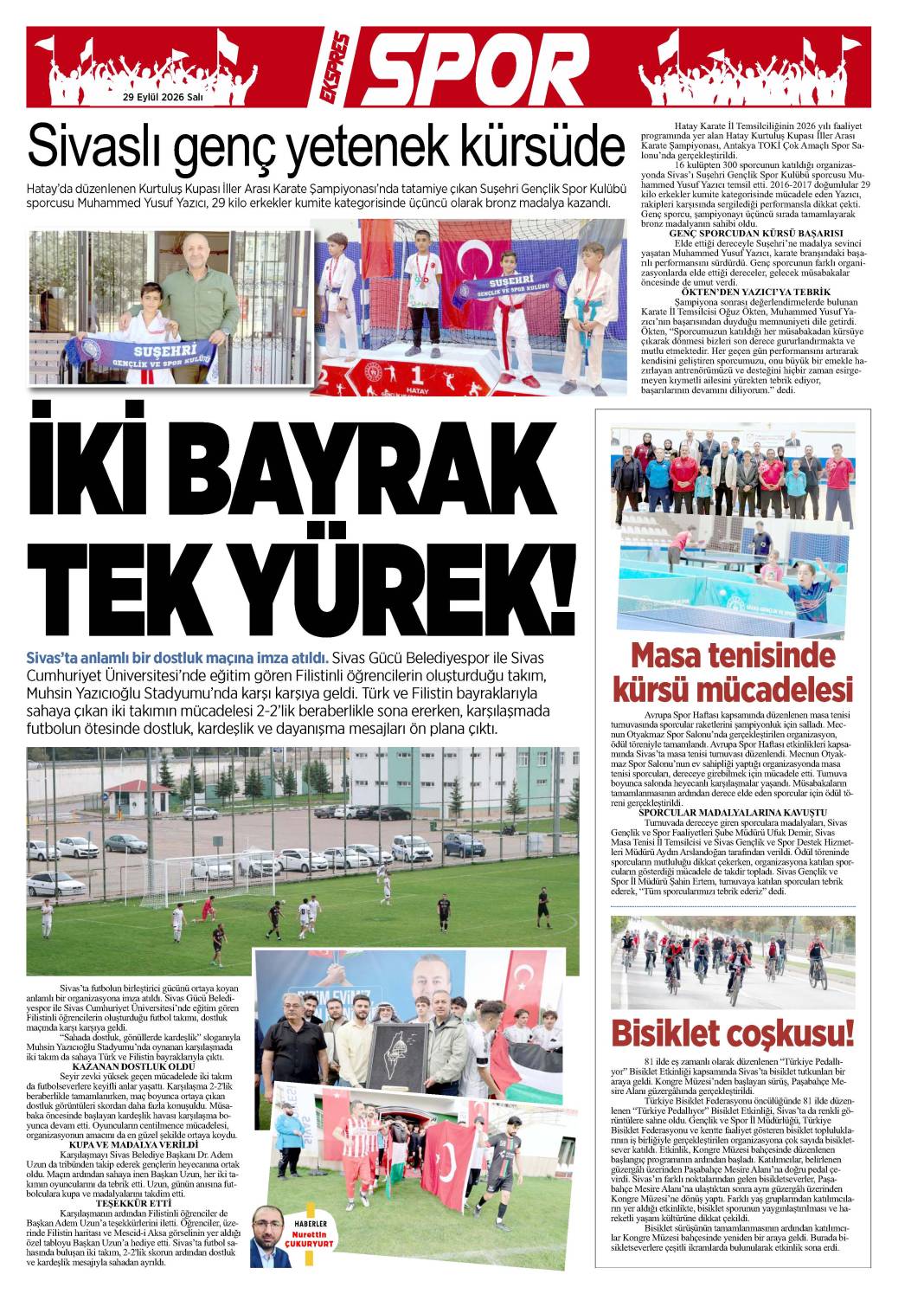 29 Eylül tarihli gazetemiz 1