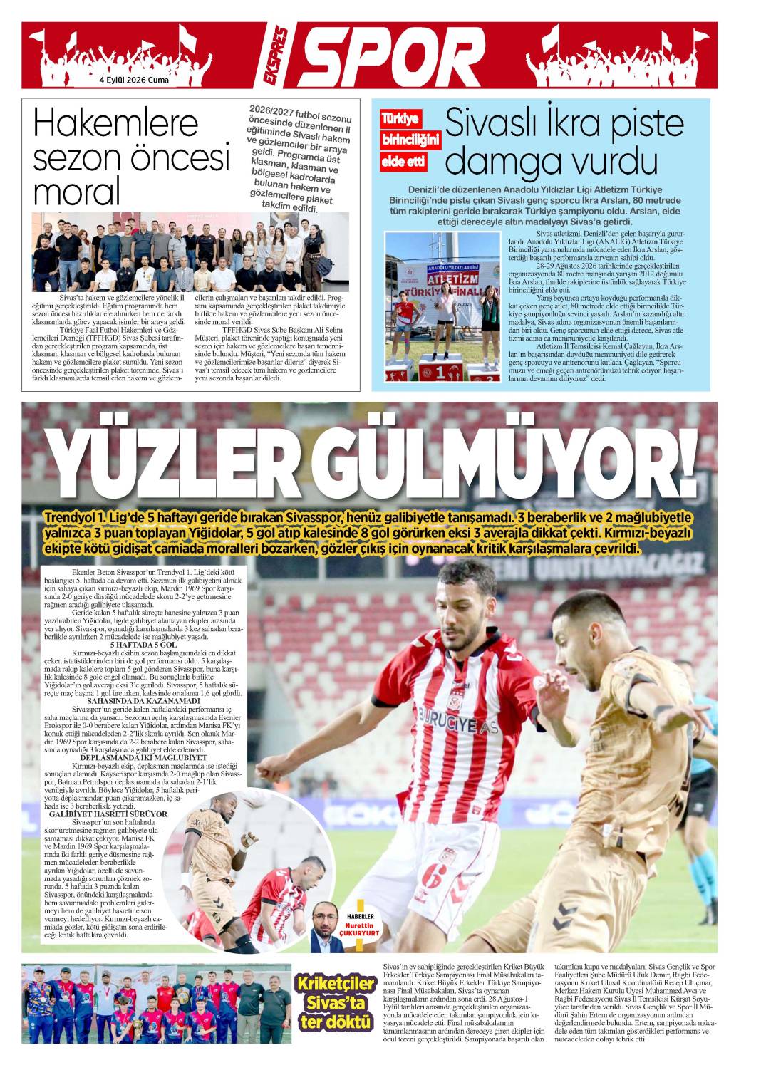 4 Eylül tarihli gazetemiz 1