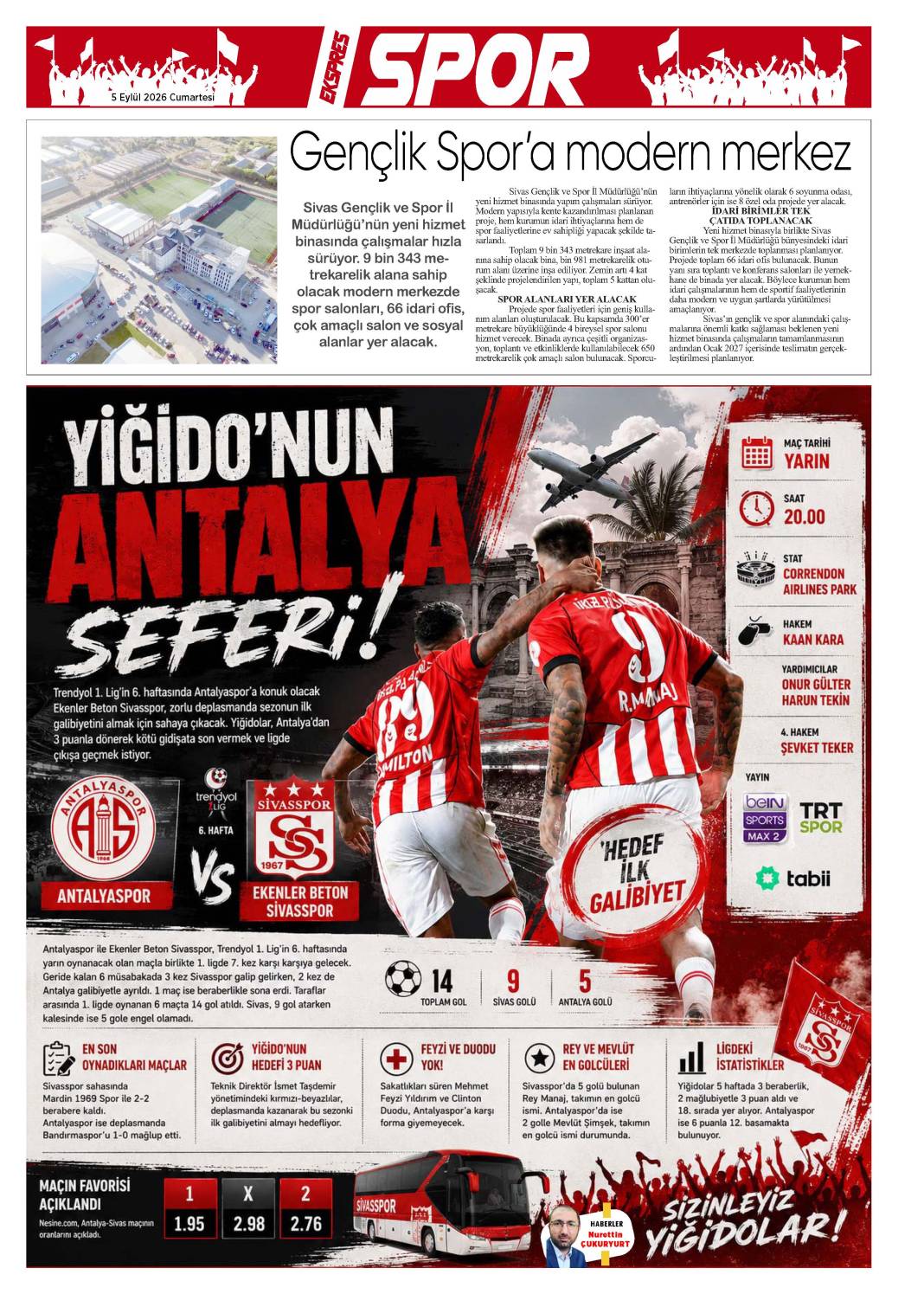5 Eylül tarihli gazetemiz 2