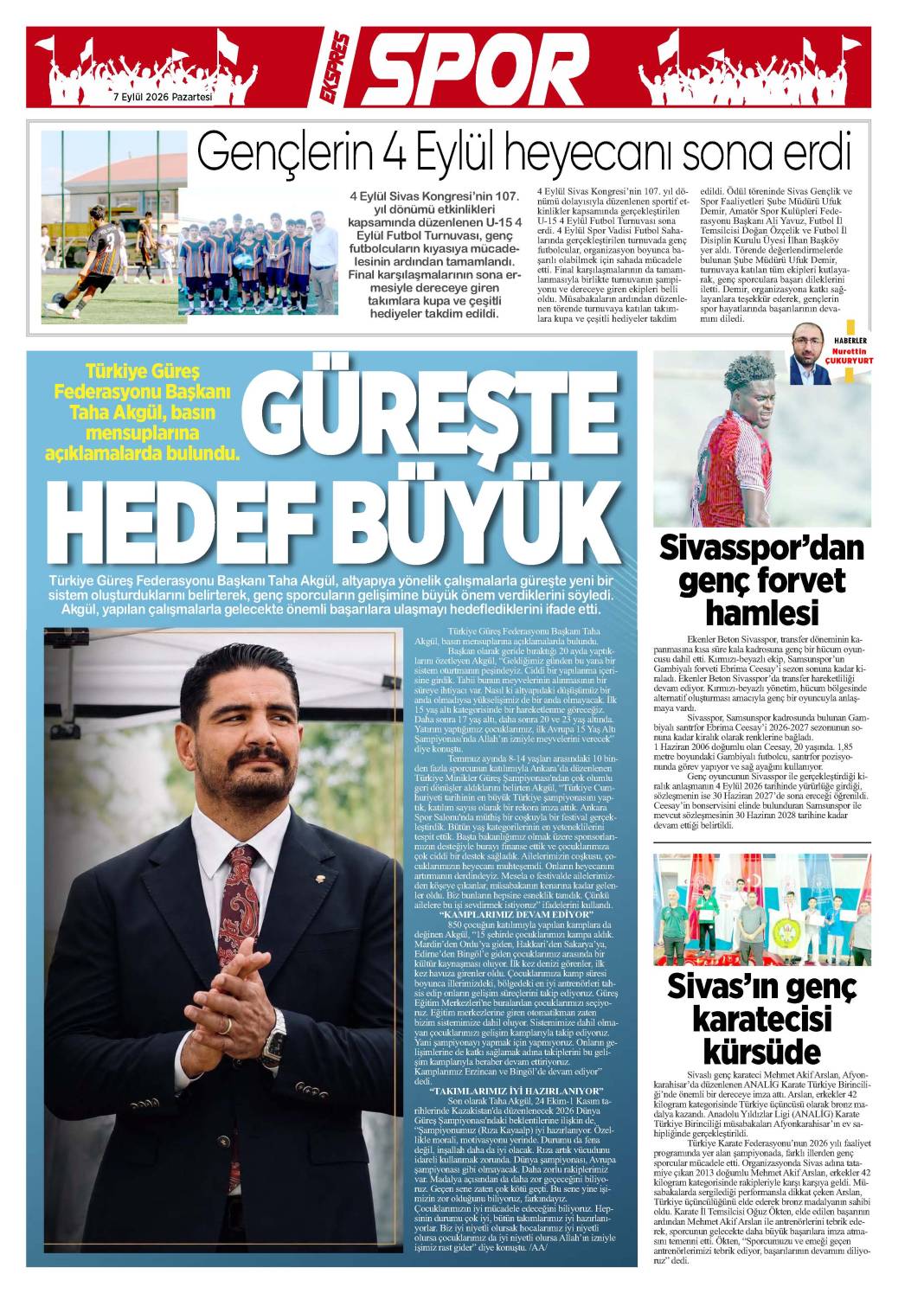 7 Eylül tarihli gazetemiz 1