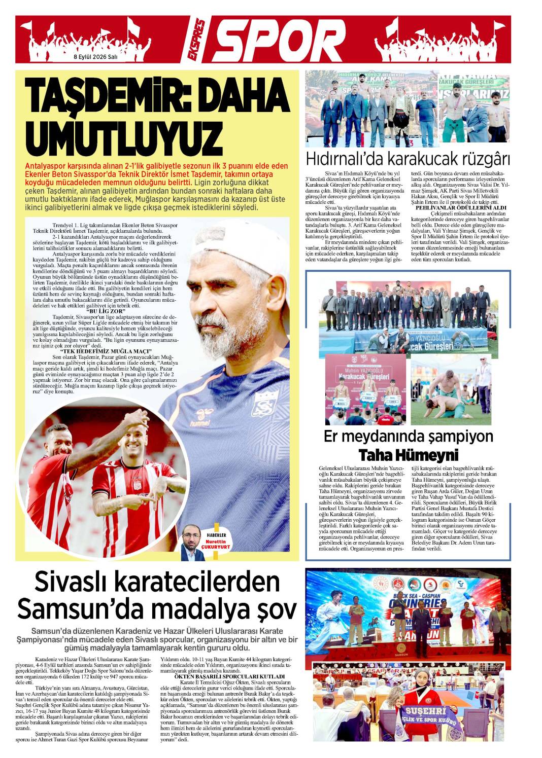 8 Eylül tarihli gazetemiz 1