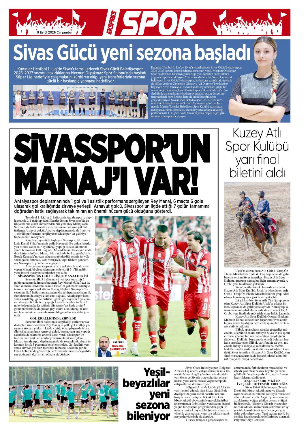 9 Eylül tarihli gazetemiz 1
