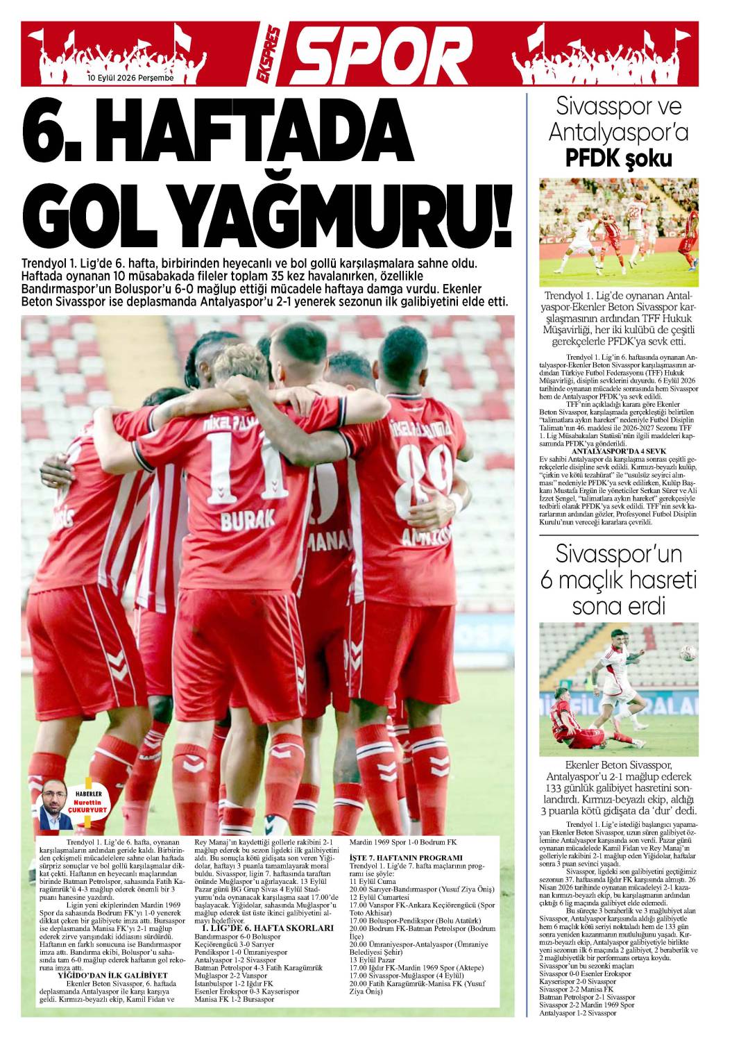 10 Eylül tarihli gazetemiz 2